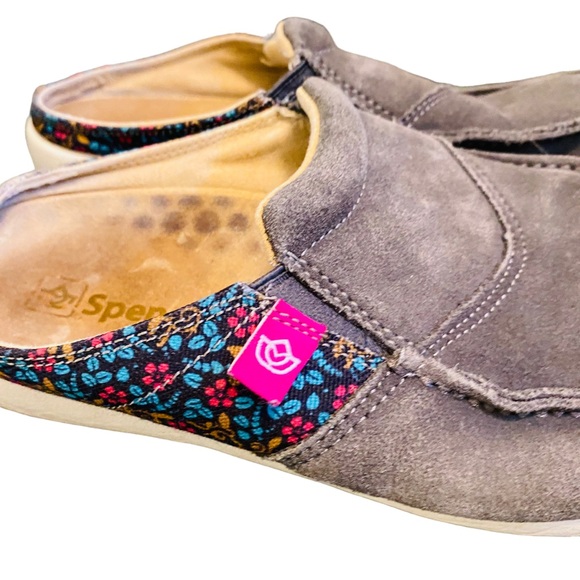 Spenco Siesta Via Slides Clogs Gray Floral Slip On Shoes Womens 7 - Picture 4 of 9
